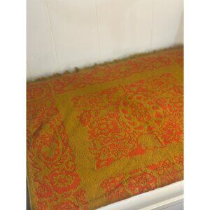 VTG SEARS Classic Terry Cotton Bath Towel Abstract Yellow & Orange Retro Design